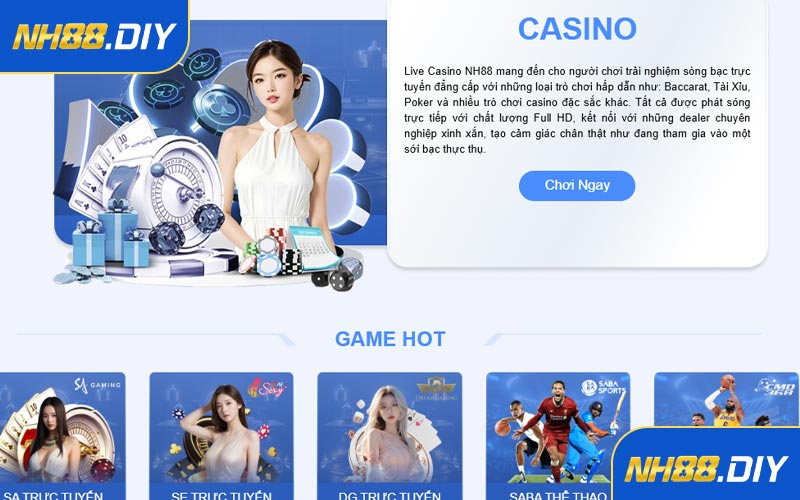 Sảnh game ở trang chủ nhà cái cực kỳ đa dạng và hấp dẫn
